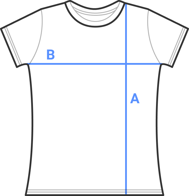 Infografik die beschreibt, wie die Größe des T-Shirts gemessen werden kann.