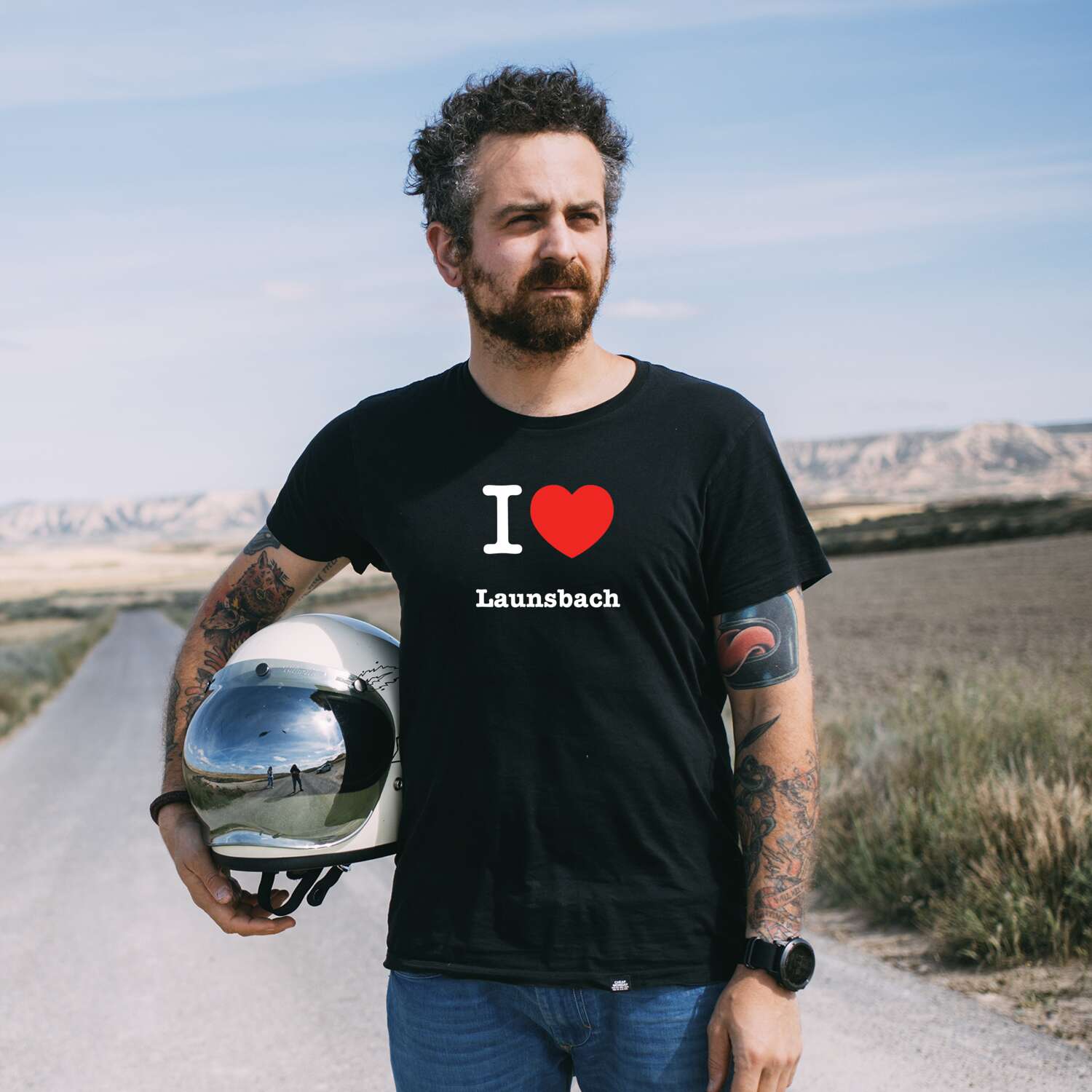 T-Shirt »I love« für den Ort »Launsbach«