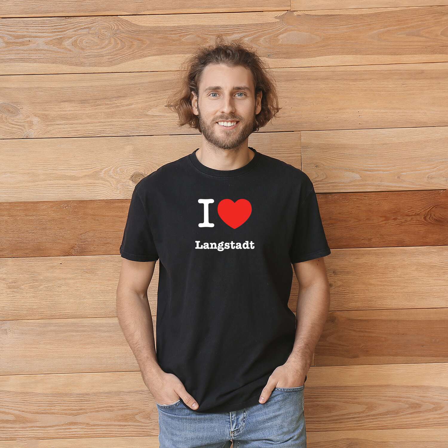 T-Shirt »I love« für den Ort »Langstadt«