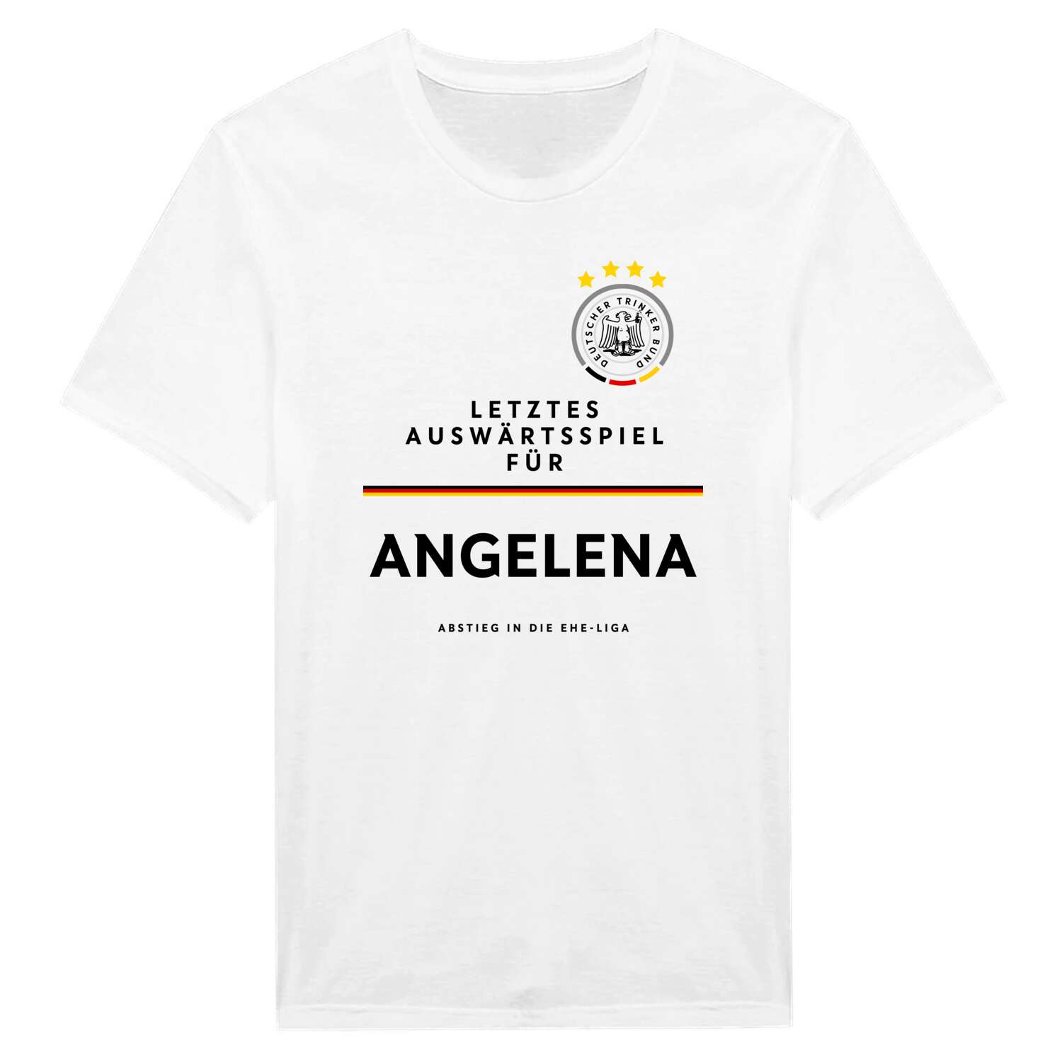 JGA T-Shirt »Letzte Auswärtstour« für den Namen »Angelena«