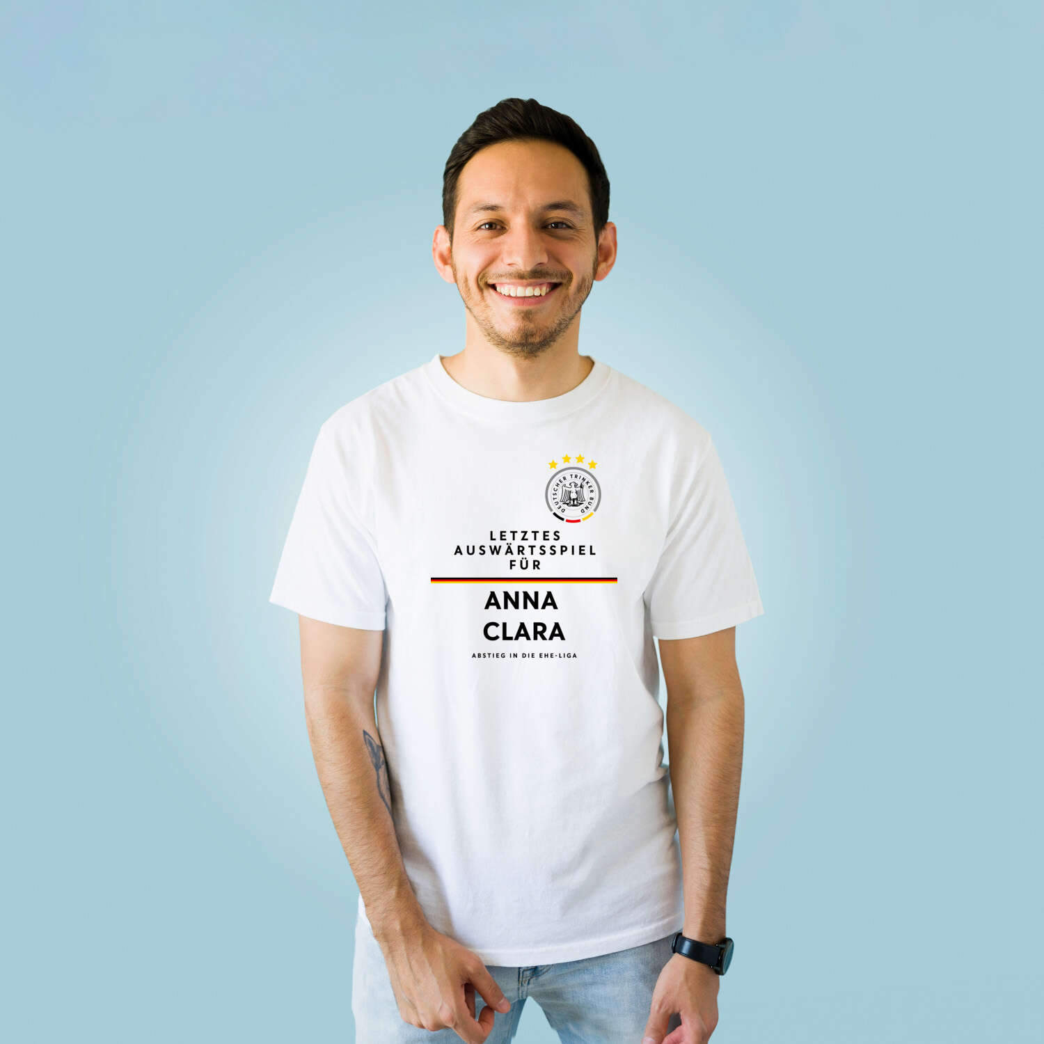 JGA T-Shirt »Letzte Auswärtstour« für den Namen »Anna Clara«