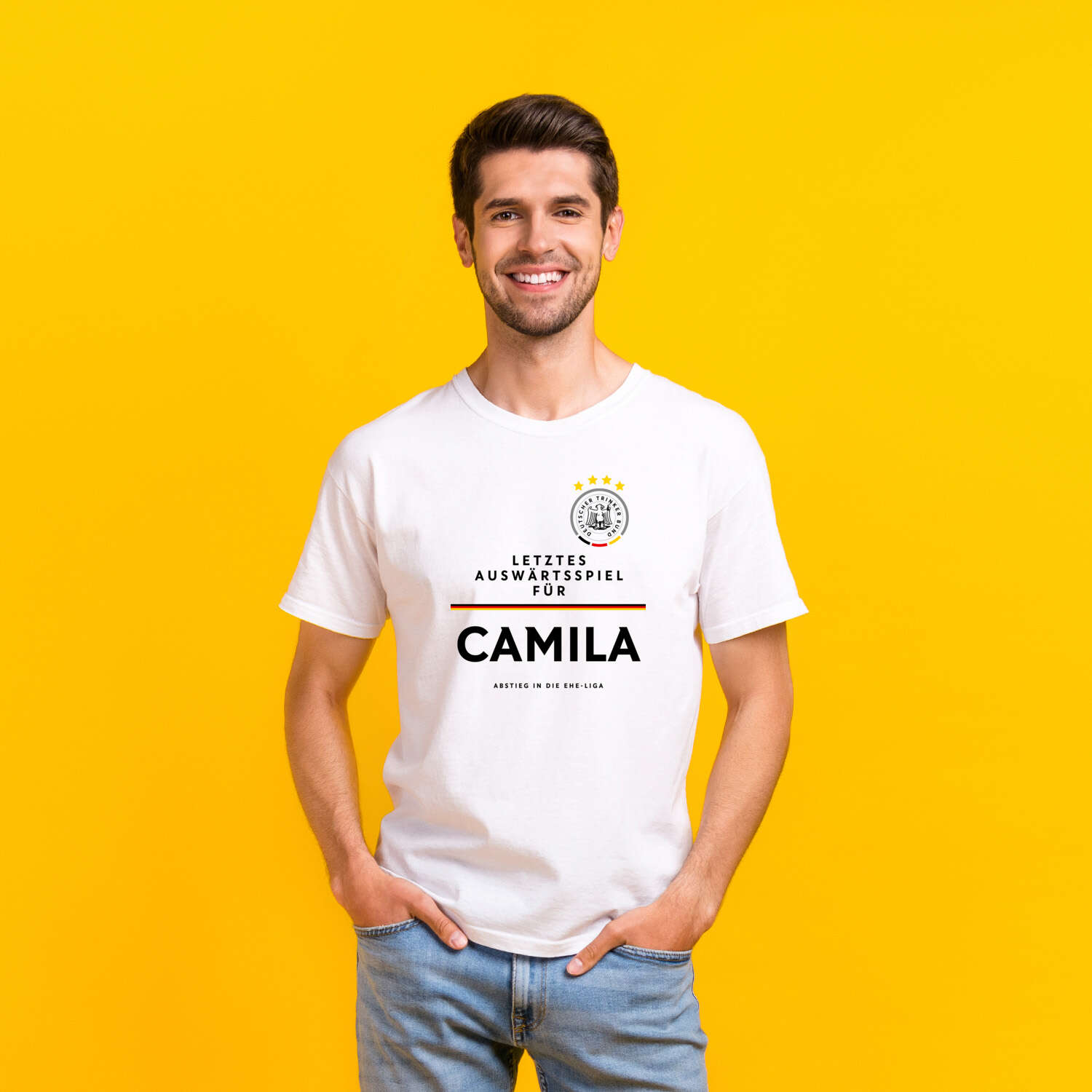 JGA T-Shirt »Letzte Auswärtstour« für den Namen »Camila«
