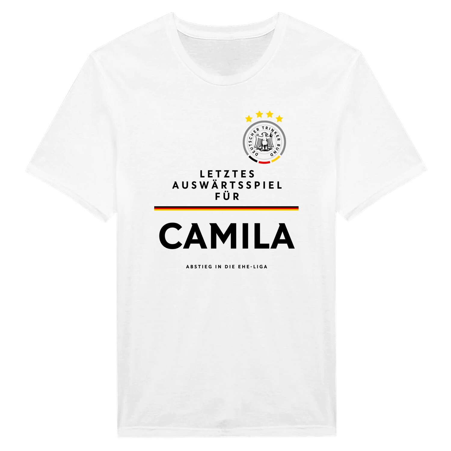 JGA T-Shirt »Letzte Auswärtstour« für den Namen »Camila«