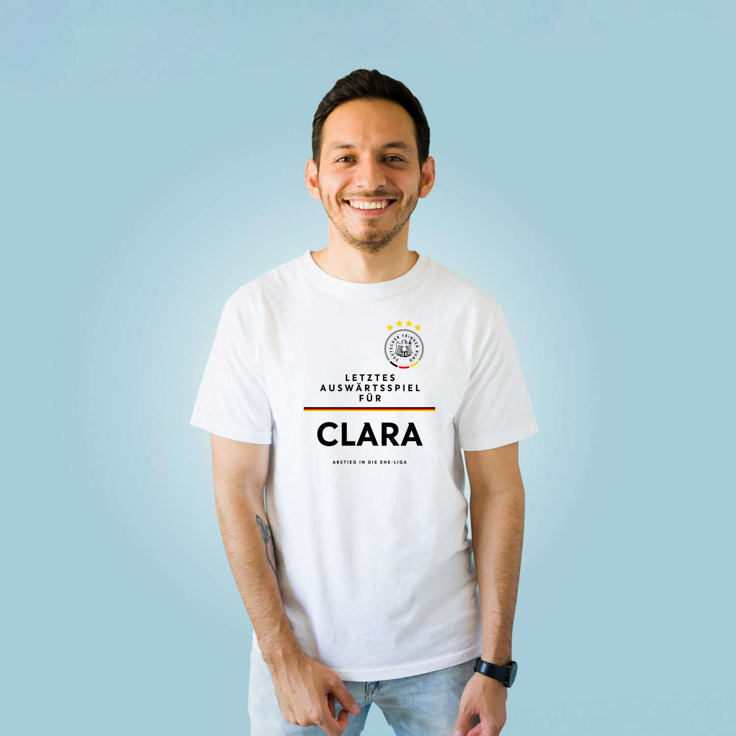 JGA T-Shirt »Letzte Auswärtstour« für den Namen »Clara«