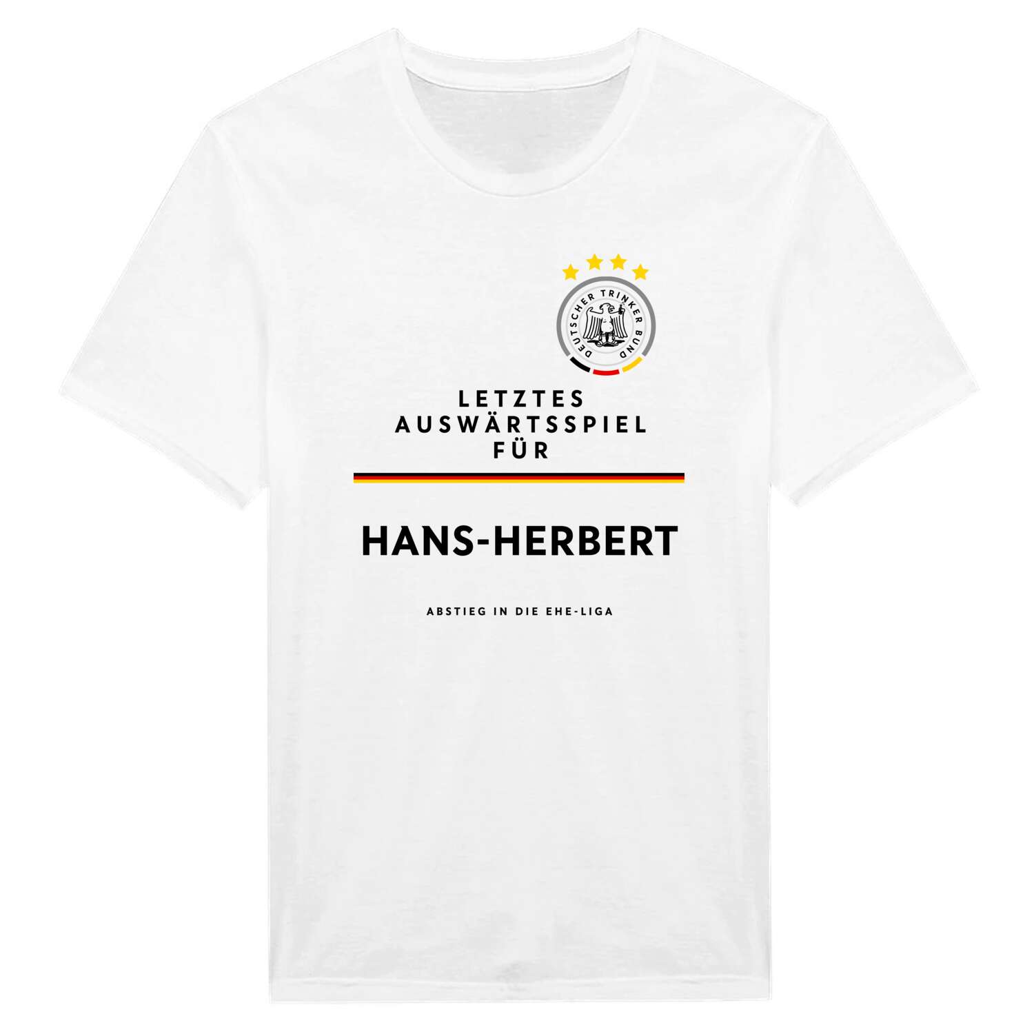 JGA T-Shirt »Letzte Auswärtstour« für den Namen »Hans-Herbert«