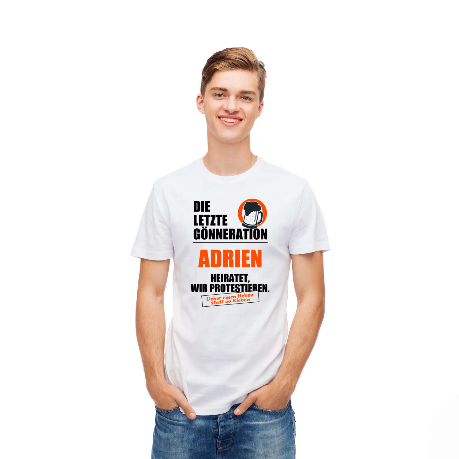 JGA T-Shirt »Letzte Gönneration« für den Namen »Adrien«