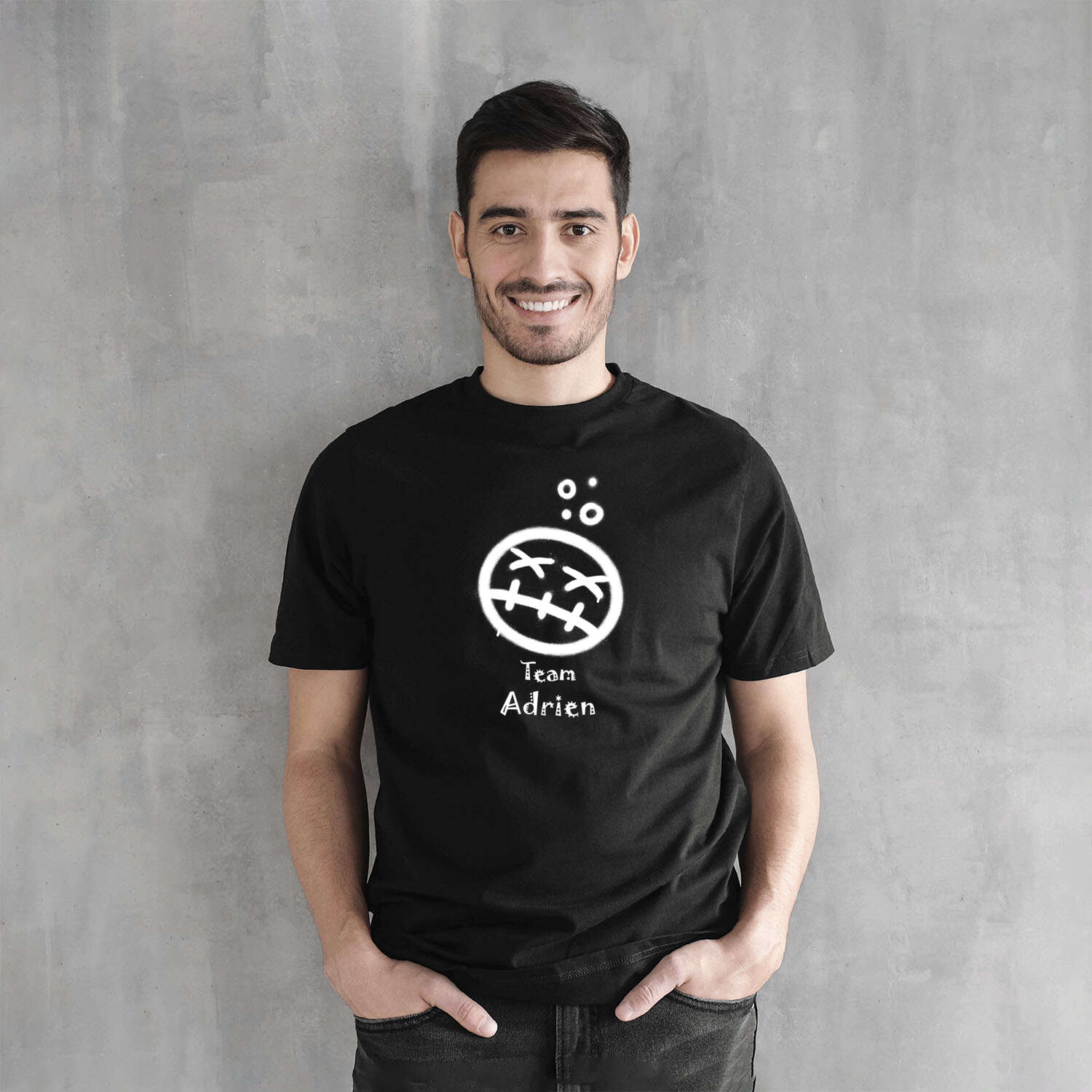 JGA T-Shirt »Drunken Smiley« für den Namen »Adrien«