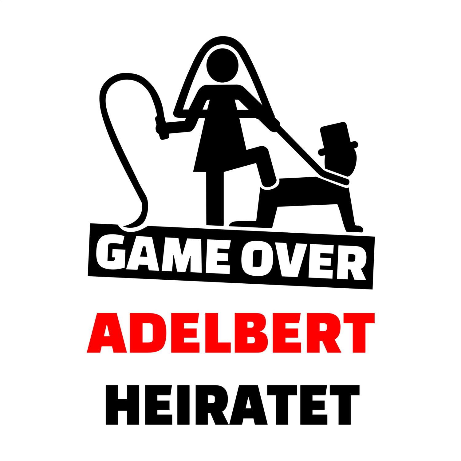 JGA T-Shirt »Game Over« für den Namen »Adelbert«
