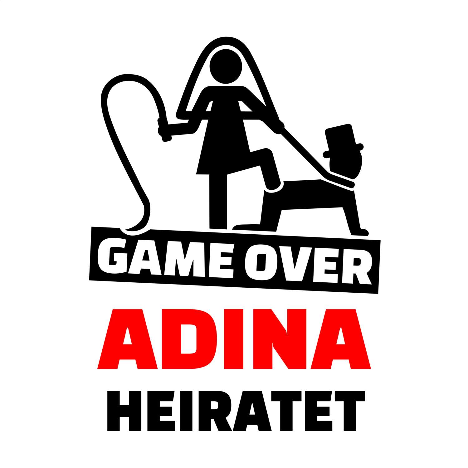 JGA T-Shirt »Game Over« für den Namen »Adina«