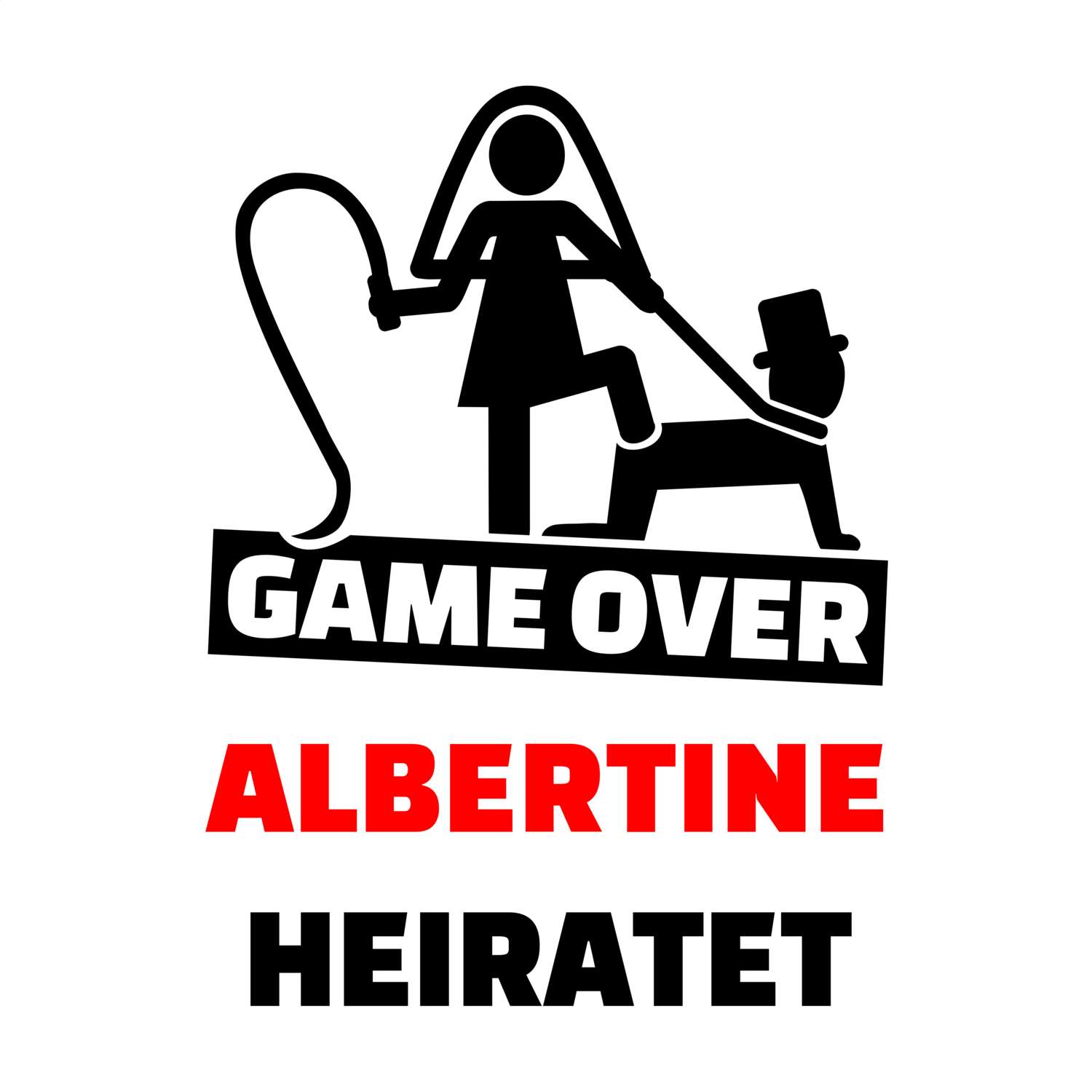 JGA T-Shirt »Game Over« für den Namen »Albertine«