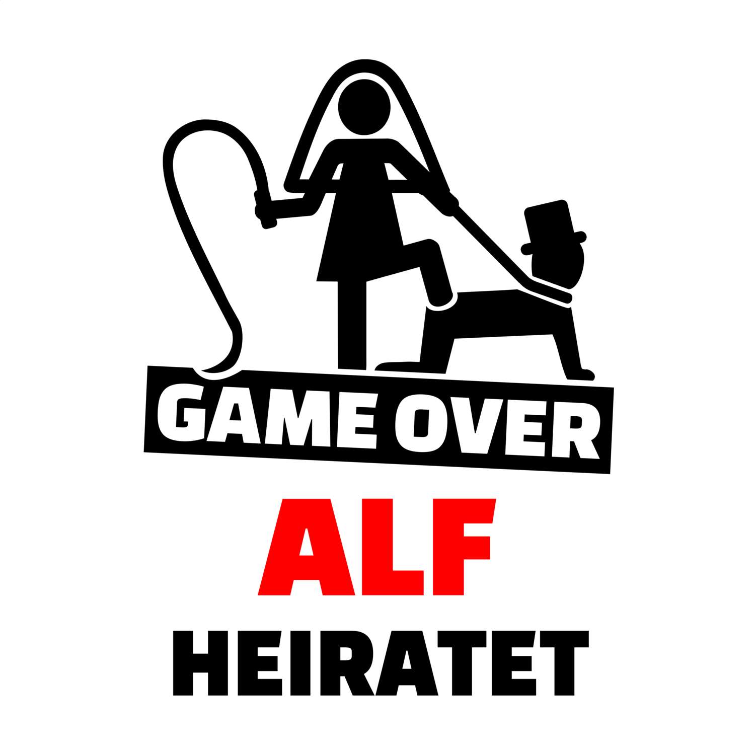 JGA T-Shirt »Game Over« für den Namen »Alf«