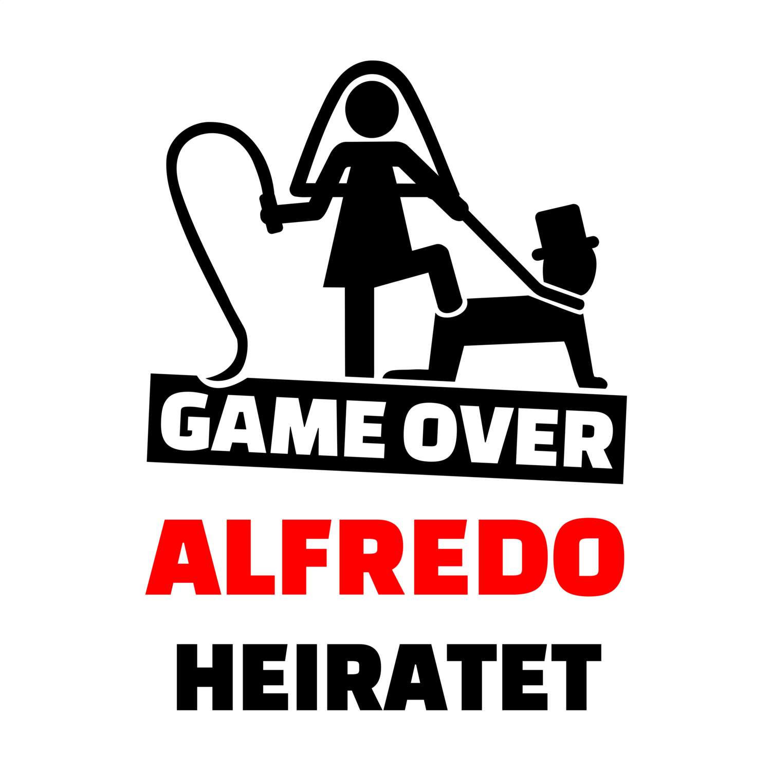 JGA T-Shirt »Game Over« für den Namen »Alfredo«