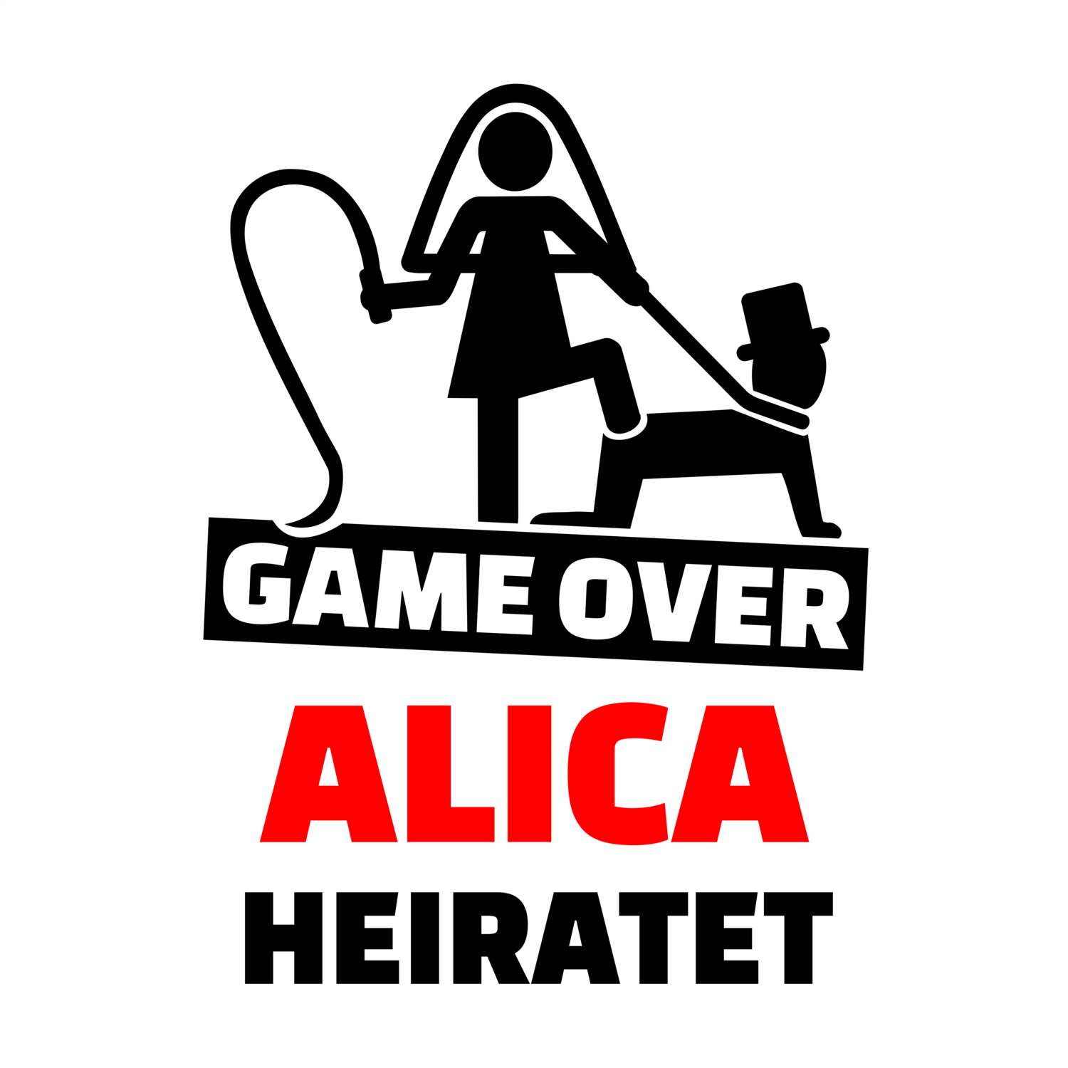 JGA T-Shirt »Game Over« für den Namen »Alica«