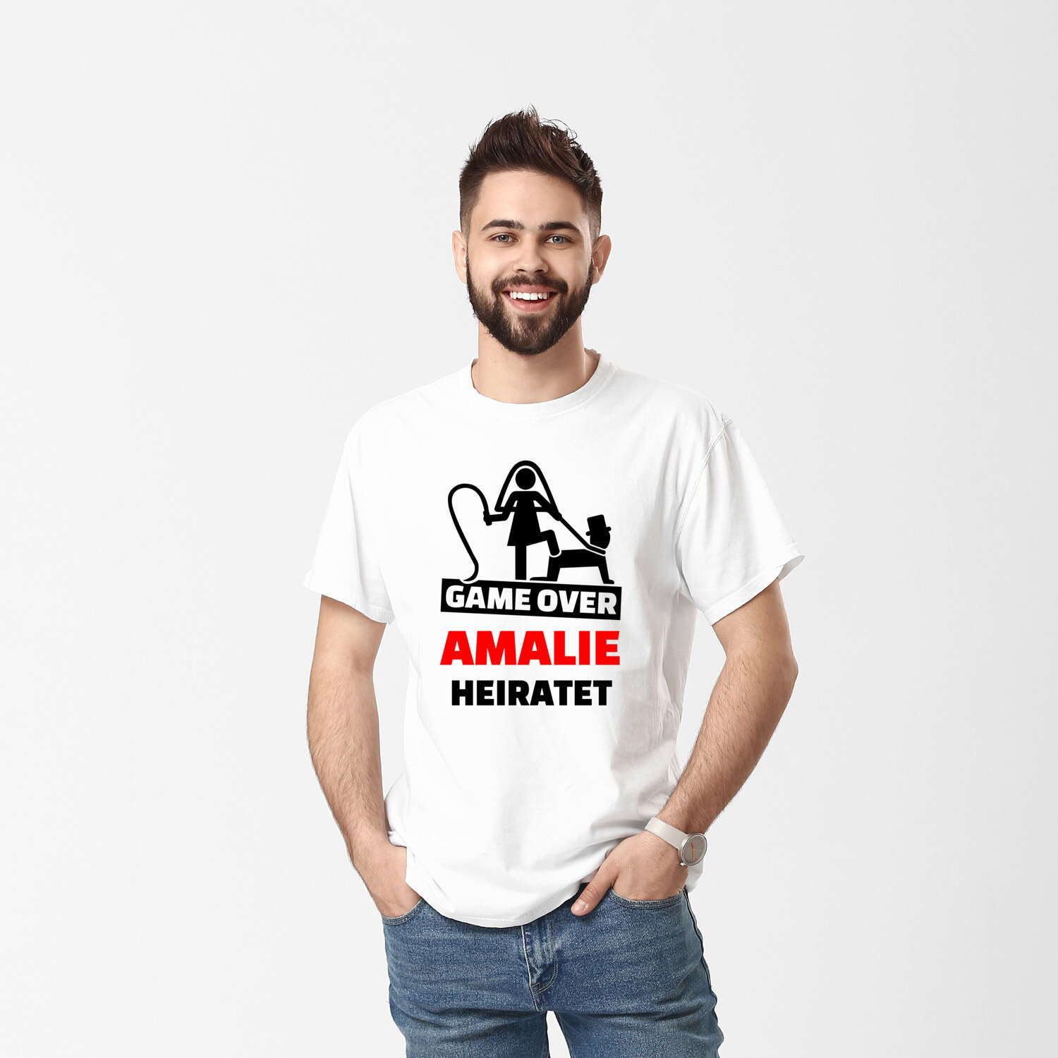 JGA T-Shirt »Game Over« für den Namen »Amalie«