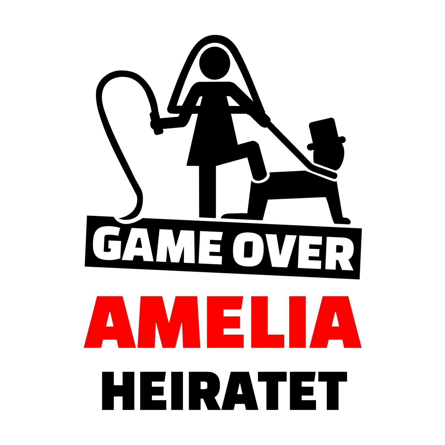 JGA T-Shirt »Game Over« für den Namen »Amelia«