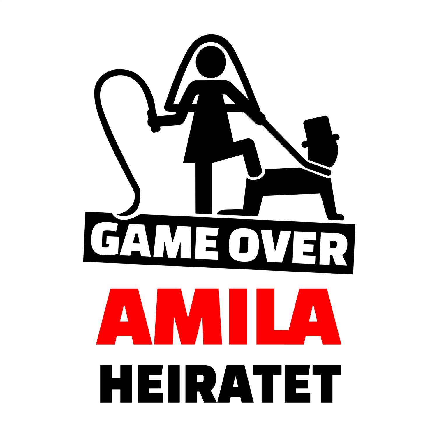 JGA T-Shirt »Game Over« für den Namen »Amila«