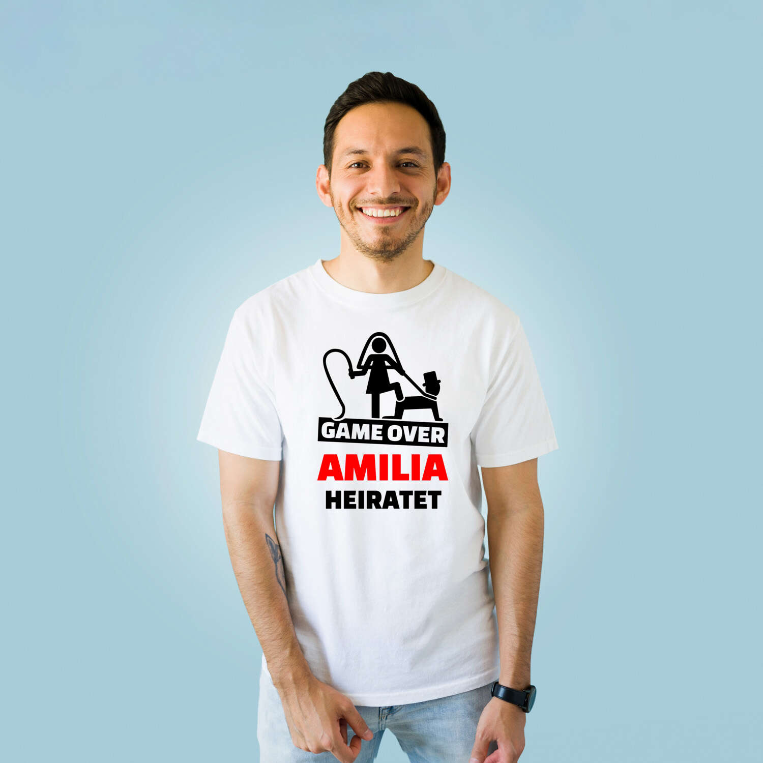 JGA T-Shirt »Game Over« für den Namen »Amilia«
