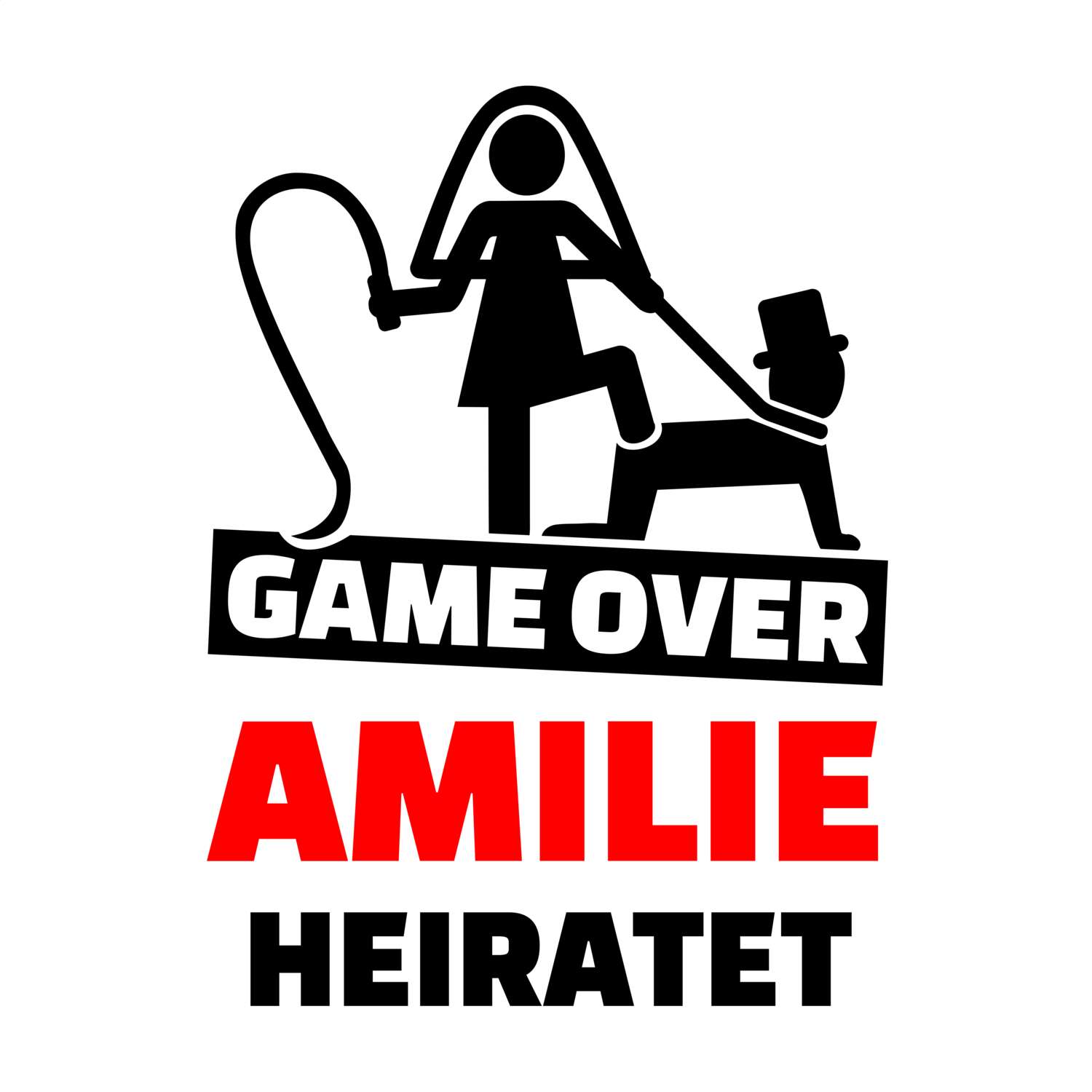 JGA T-Shirt »Game Over« für den Namen »Amilie«