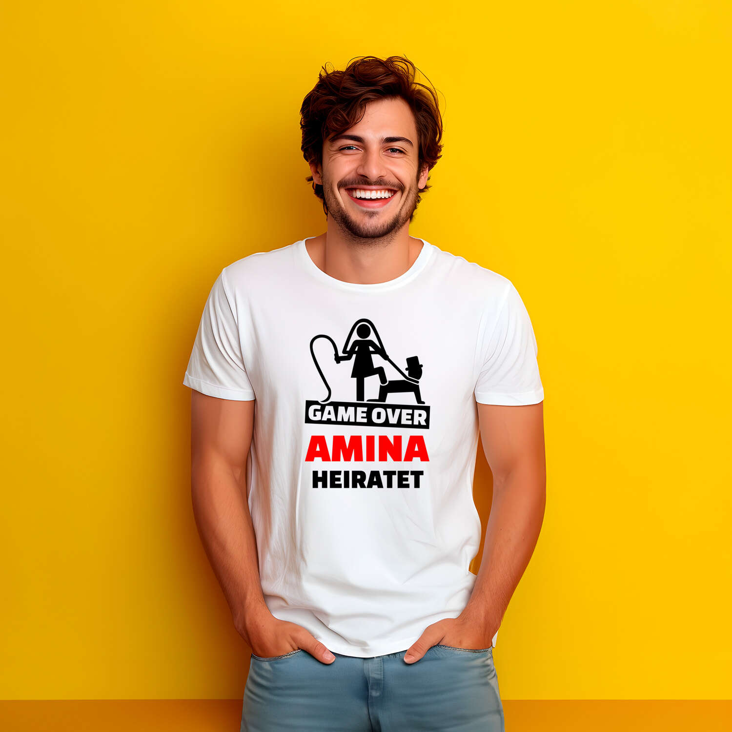 JGA T-Shirt »Game Over« für den Namen »Amina«