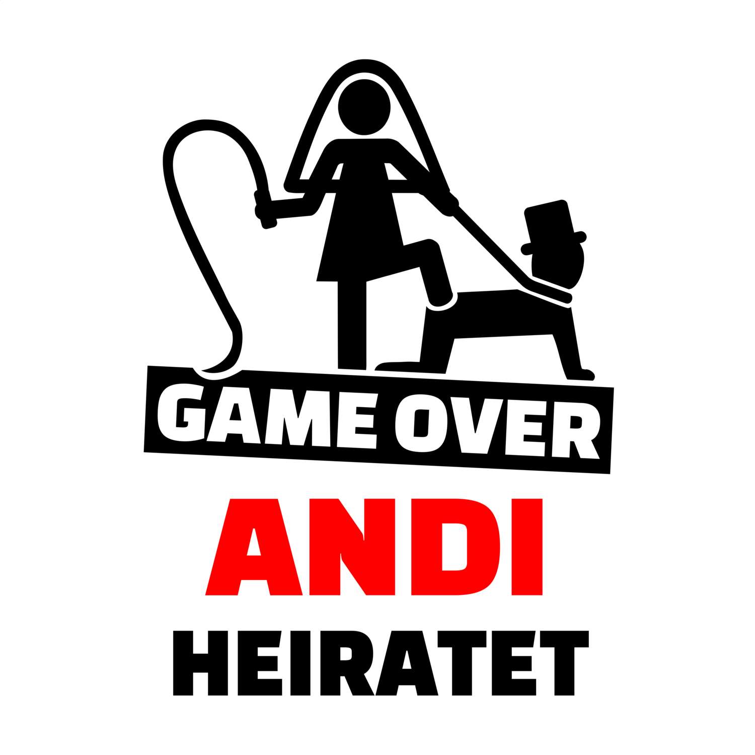 JGA T-Shirt »Game Over« für den Namen »Andi«