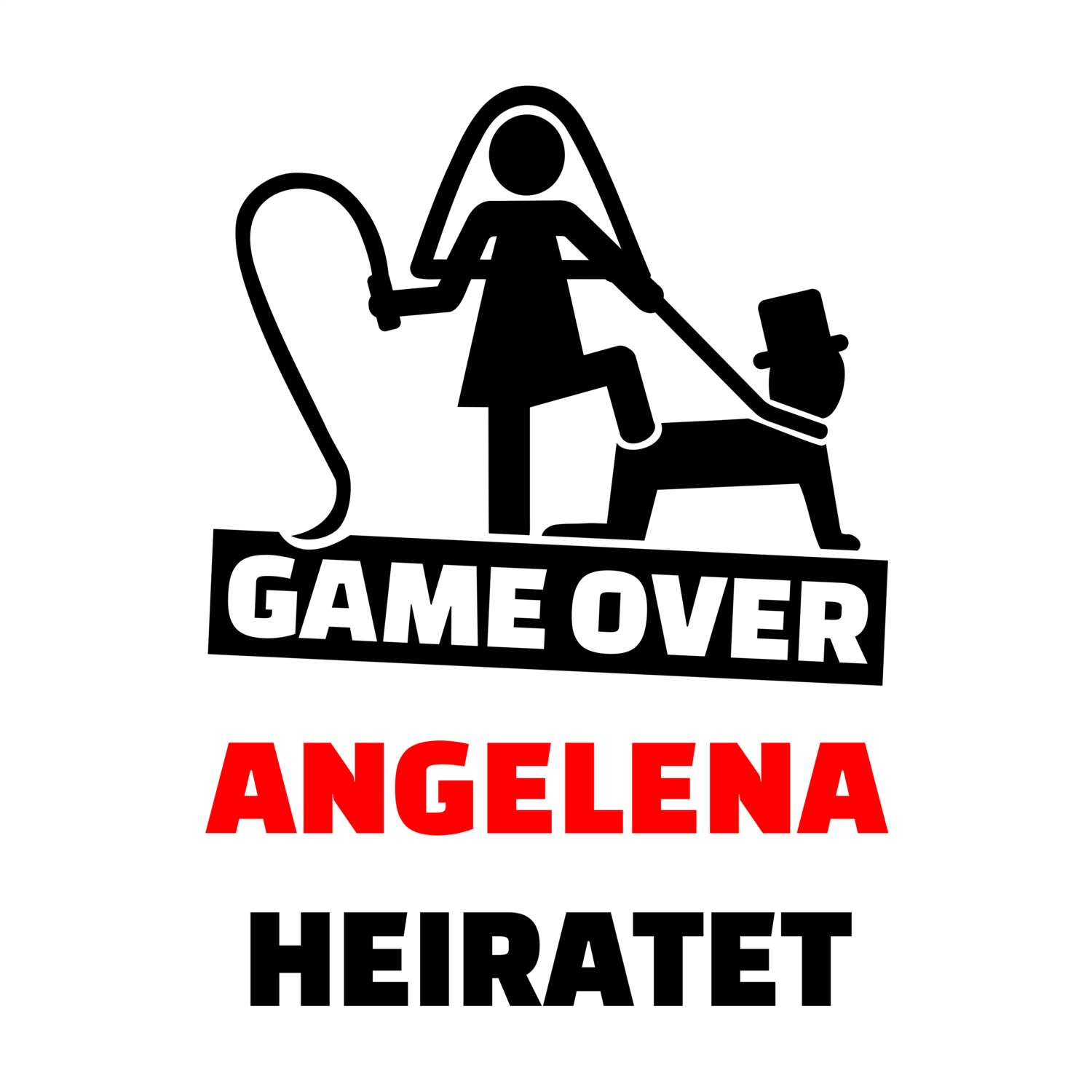 JGA T-Shirt »Game Over« für den Namen »Angelena«