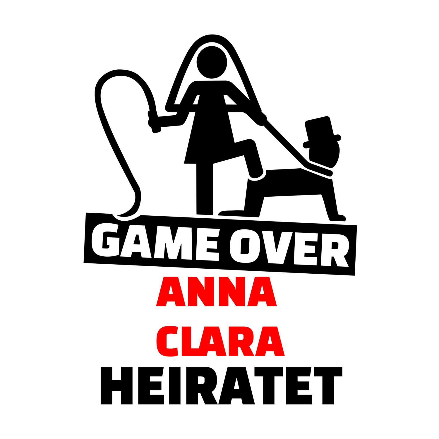 JGA T-Shirt »Game Over« für den Namen »Anna Clara«