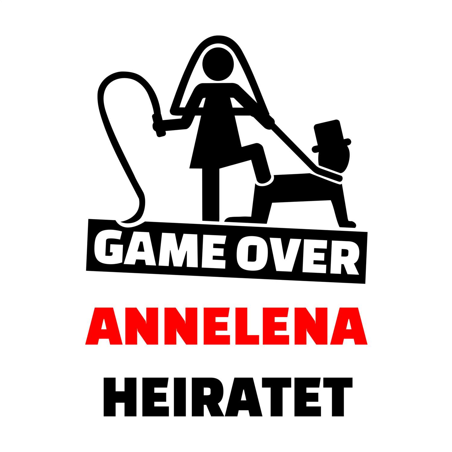 JGA T-Shirt »Game Over« für den Namen »Annelena«