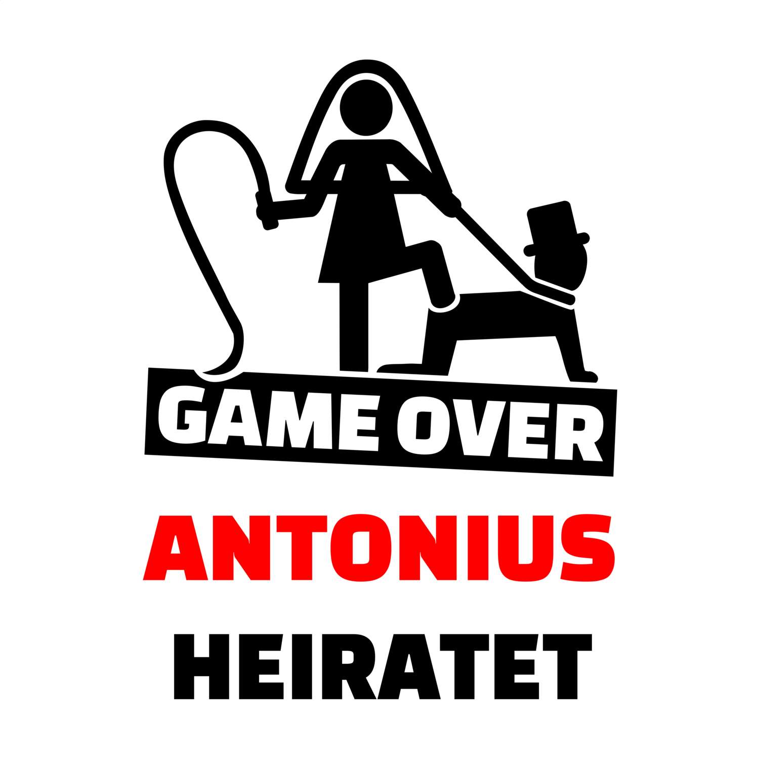 JGA T-Shirt »Game Over« für den Namen »Antonius«