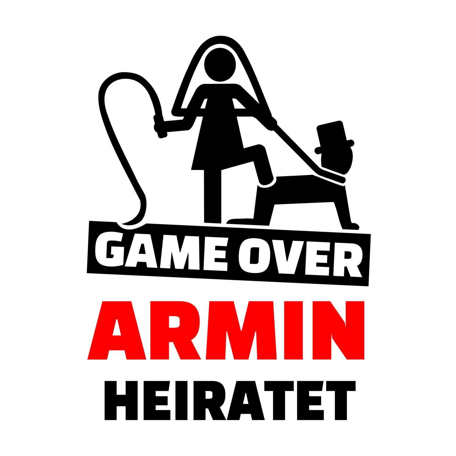 JGA T-Shirt »Game Over« für den Namen »Armin«