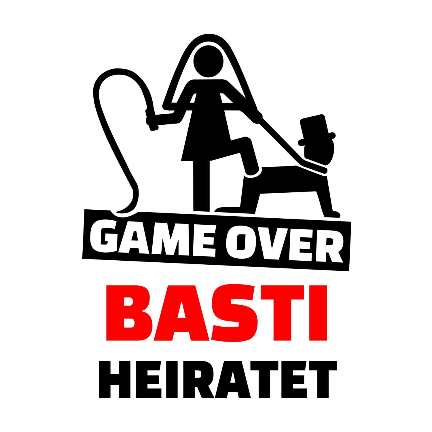 JGA T-Shirt »Game Over« für den Namen »Basti«