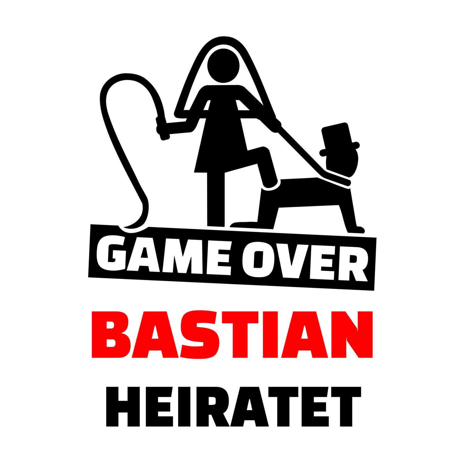 JGA T-Shirt »Game Over« für den Namen »Bastian«