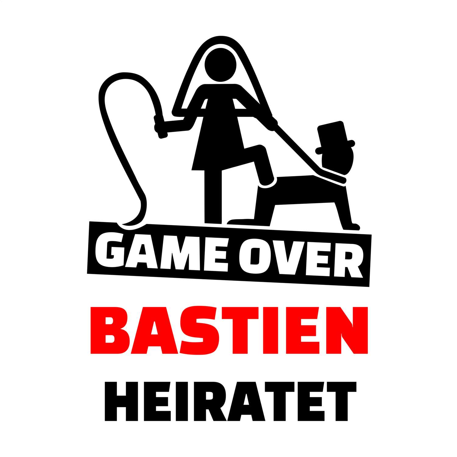 JGA T-Shirt »Game Over« für den Namen »Bastien«