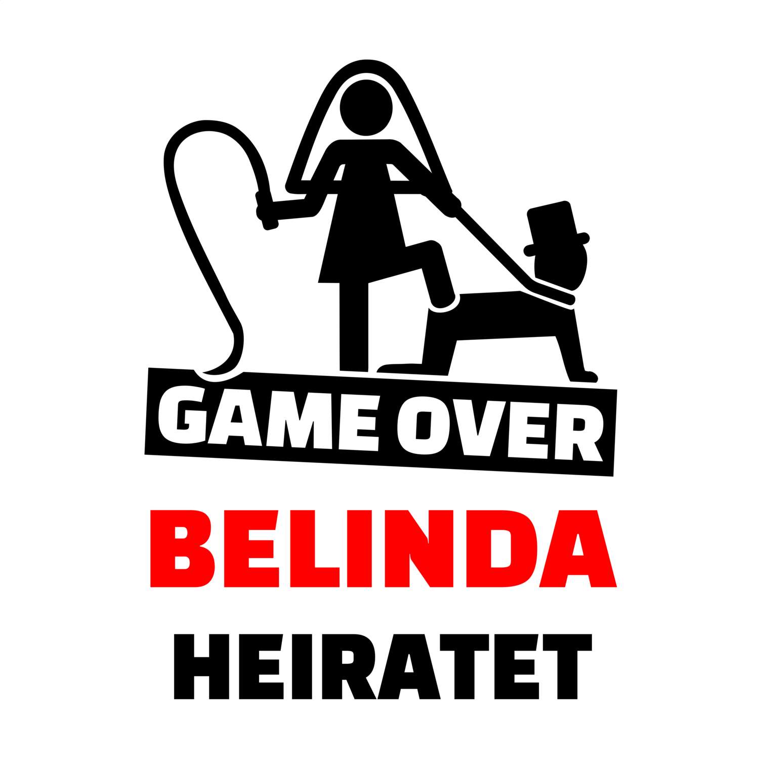 JGA T-Shirt »Game Over« für den Namen »Belinda«