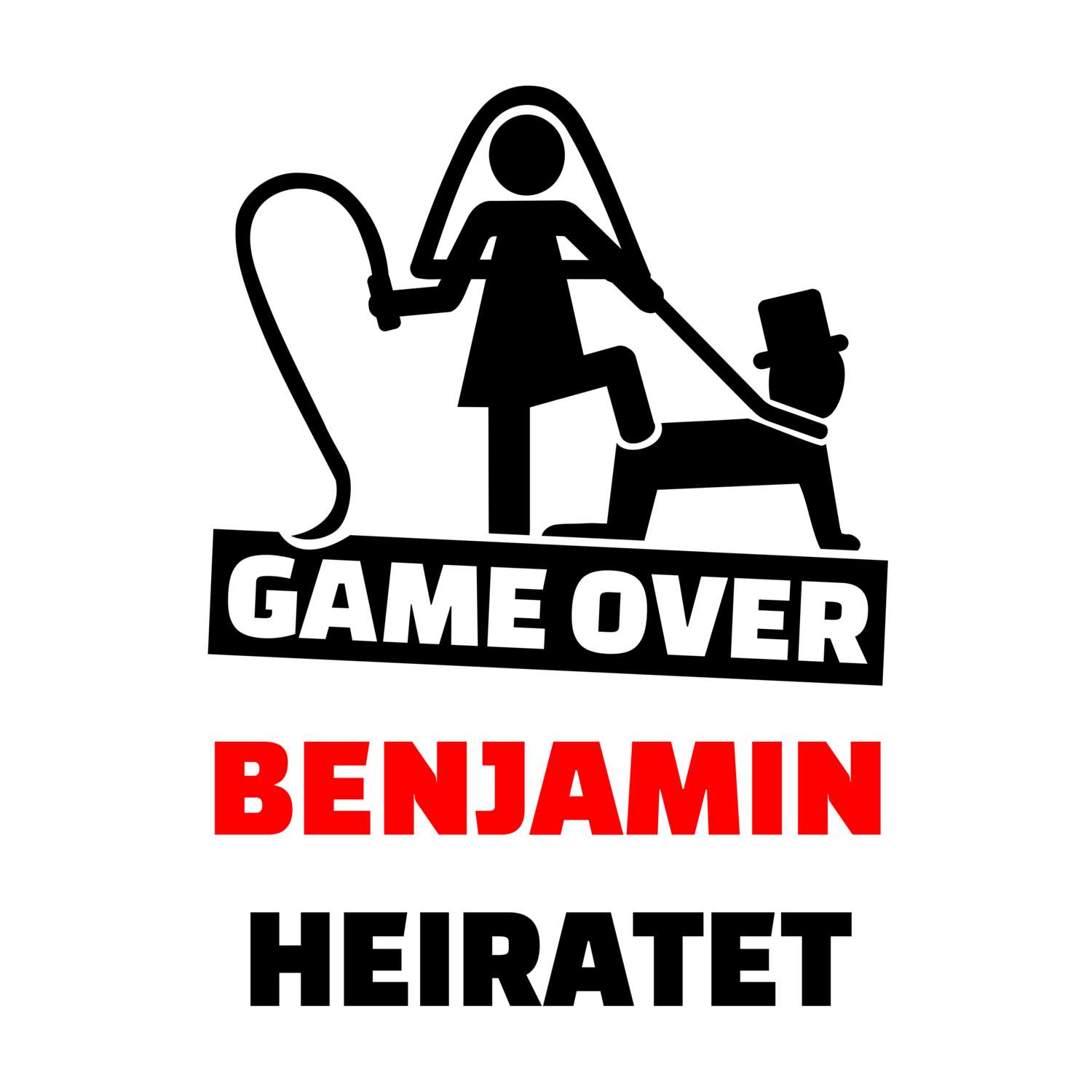 JGA T-Shirt »Game Over« für den Namen »Benjamin«