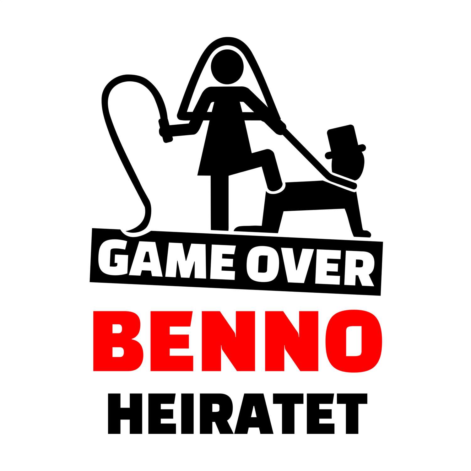 JGA T-Shirt »Game Over« für den Namen »Benno«