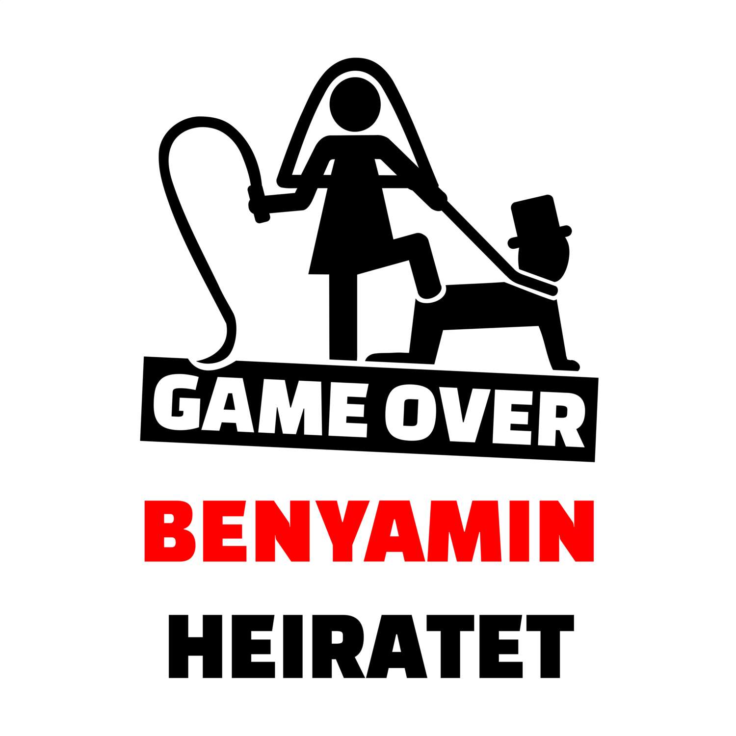 JGA T-Shirt »Game Over« für den Namen »Benyamin«