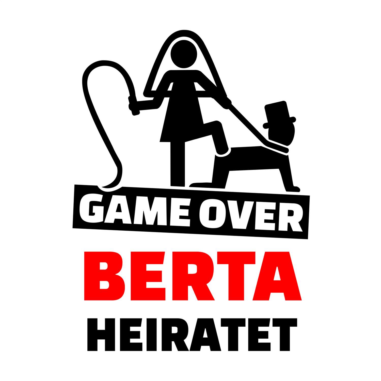 JGA T-Shirt »Game Over« für den Namen »Berta«