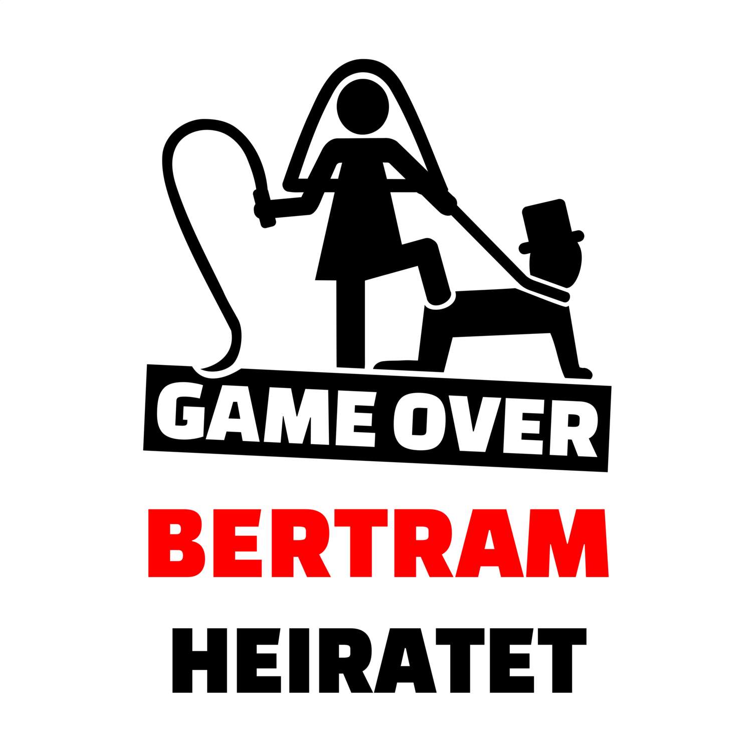 JGA T-Shirt »Game Over« für den Namen »Bertram«