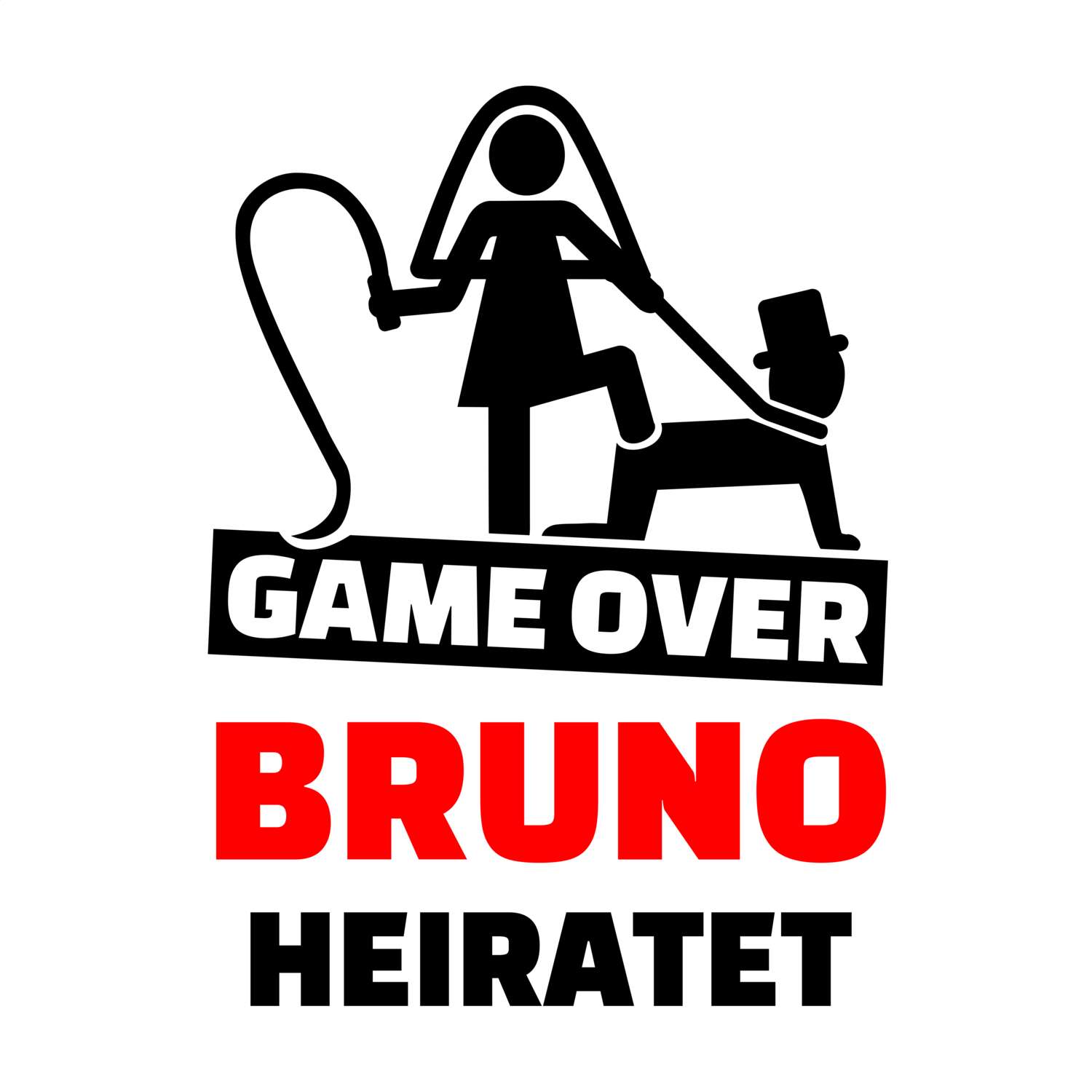JGA T-Shirt »Game Over« für den Namen »Bruno«