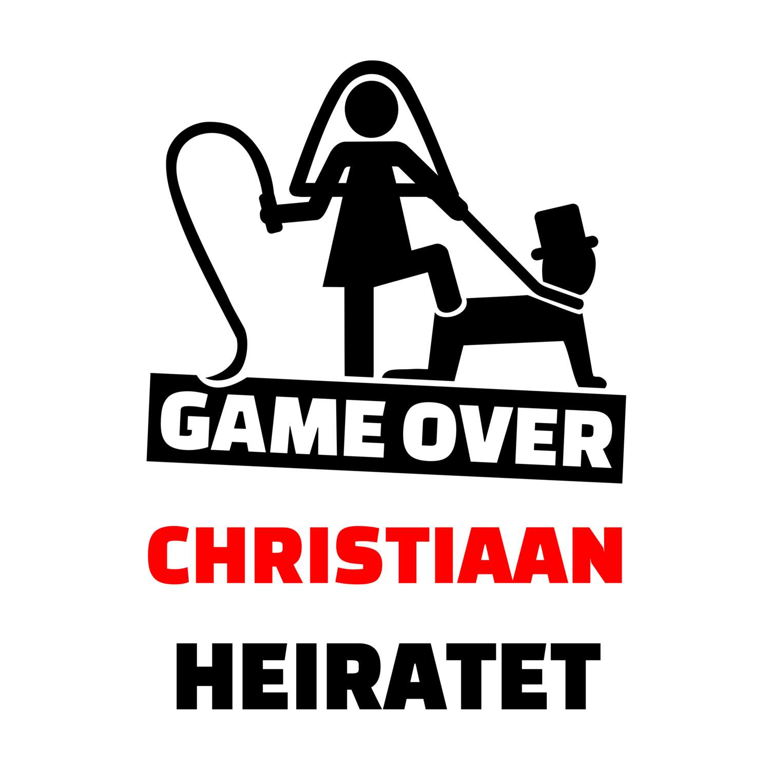 JGA T-Shirt »Game Over« für den Namen »Christiaan«