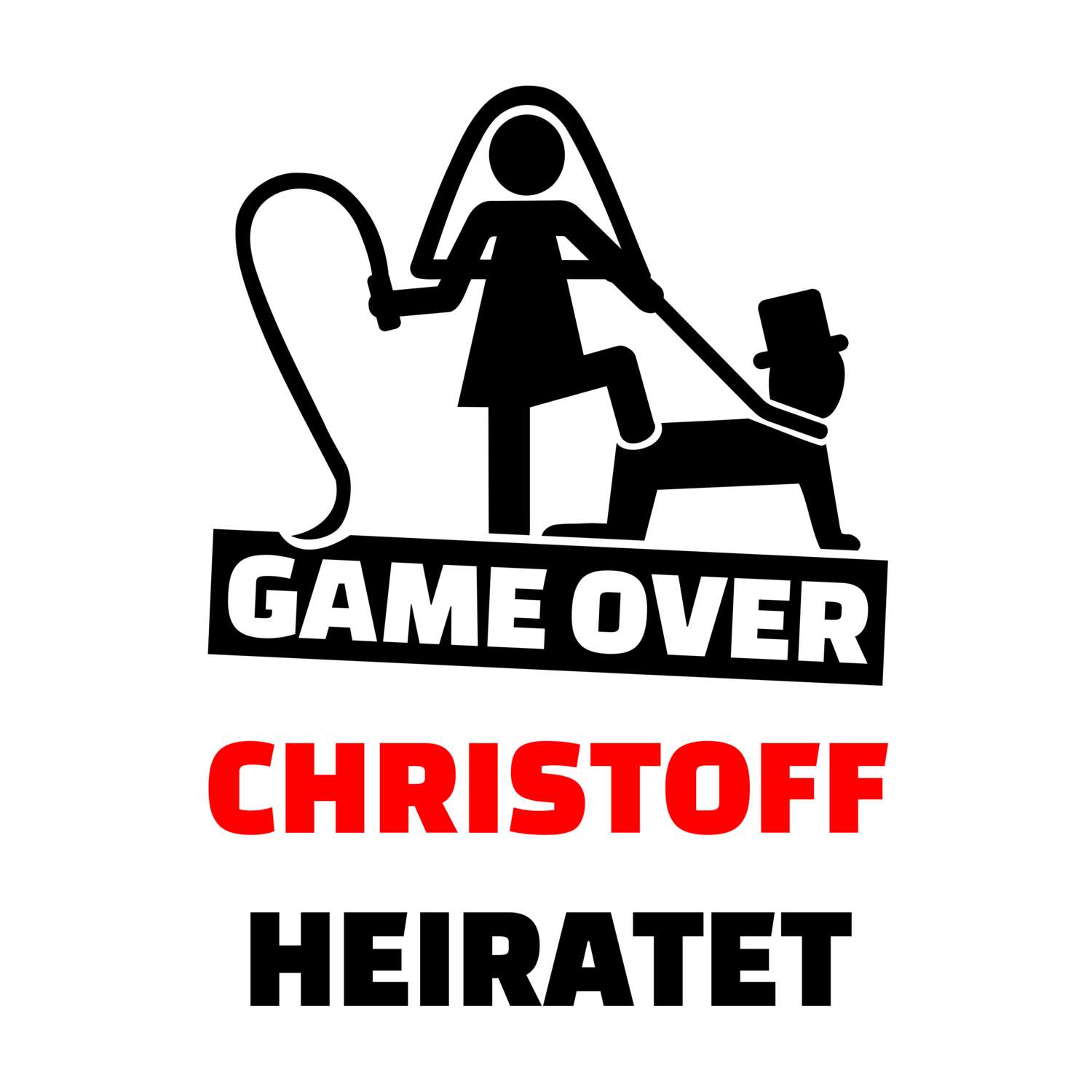 JGA T-Shirt »Game Over« für den Namen »Christoff«