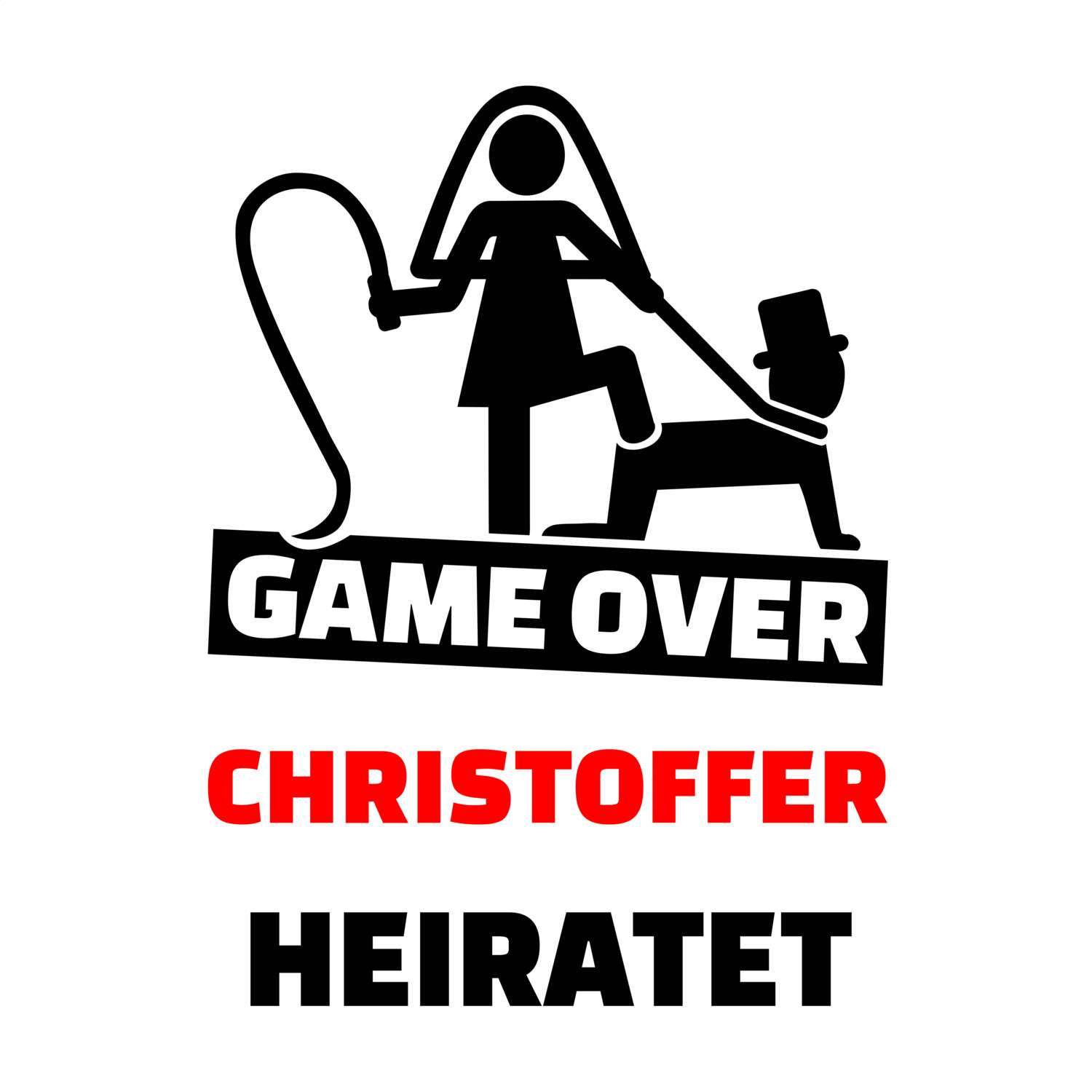 JGA T-Shirt »Game Over« für den Namen »Christoffer«