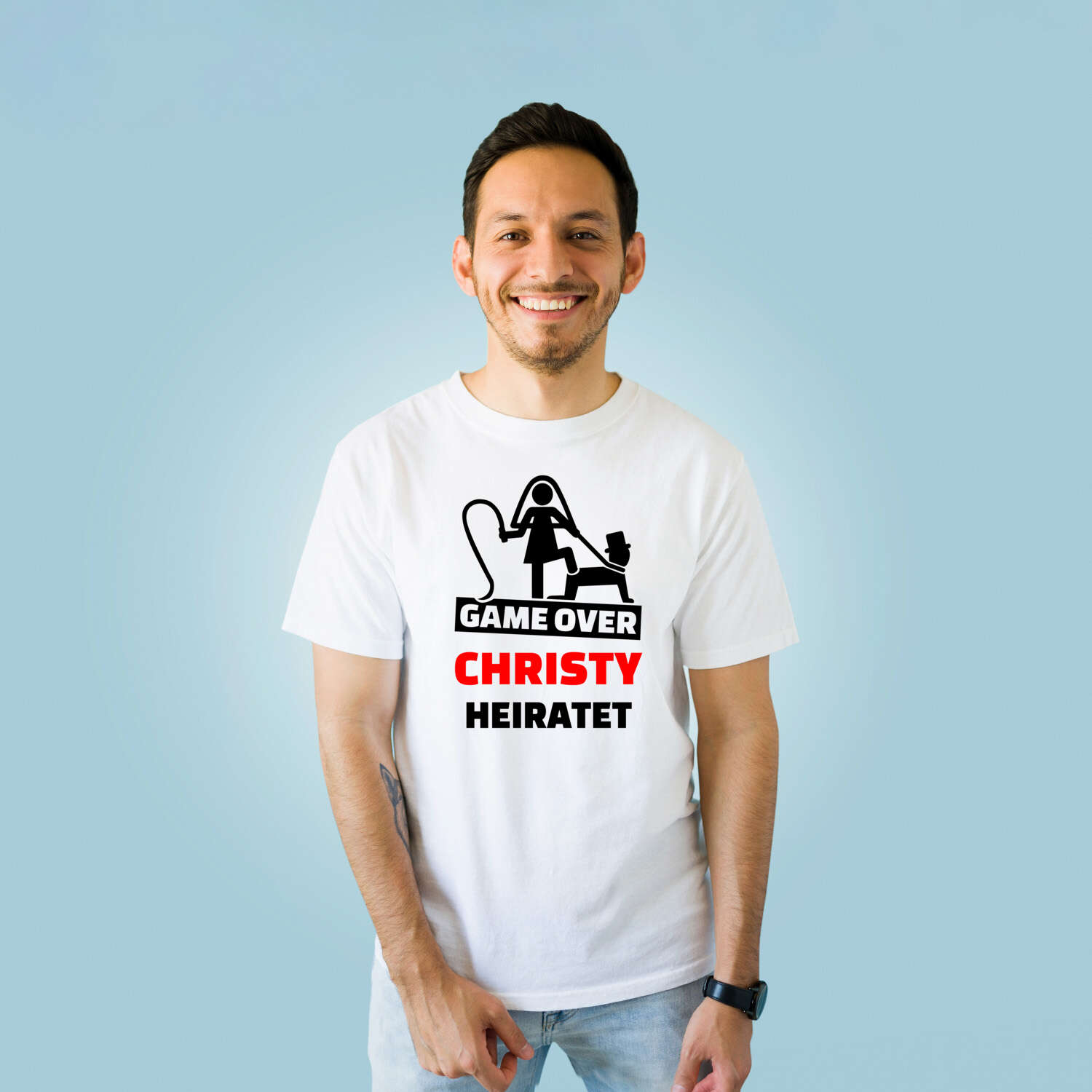 JGA T-Shirt »Game Over« für den Namen »Christy«