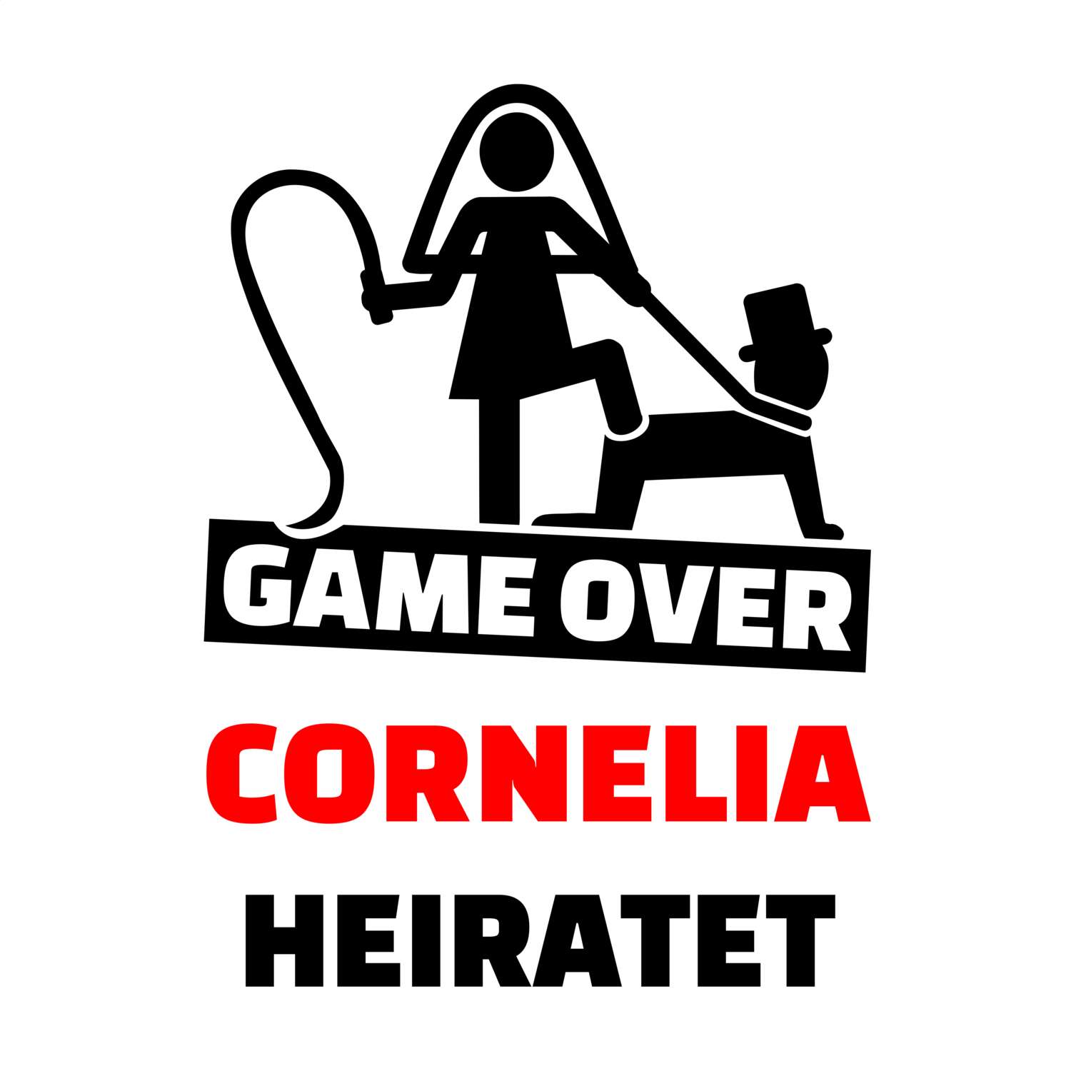 JGA T-Shirt »Game Over« für den Namen »Cornelia«