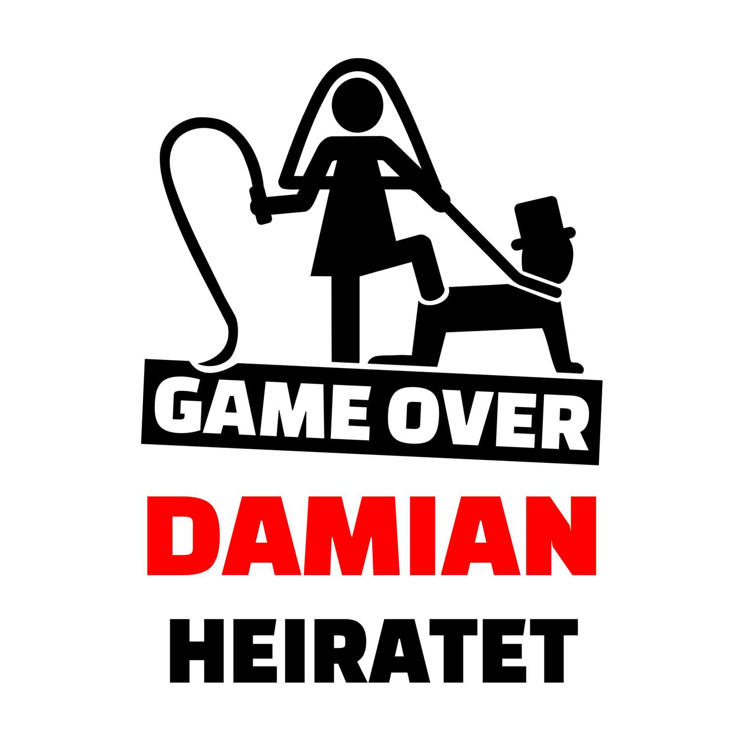 JGA T-Shirt »Game Over« für den Namen »Damian«