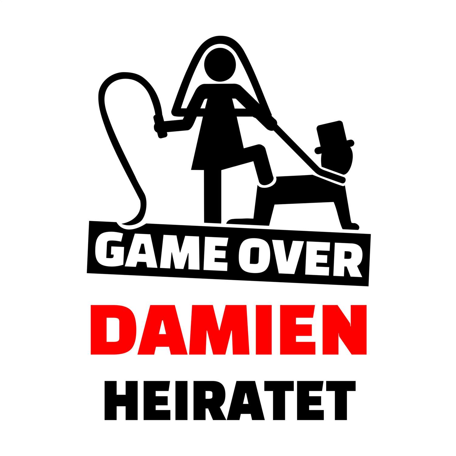 JGA T-Shirt »Game Over« für den Namen »Damien«