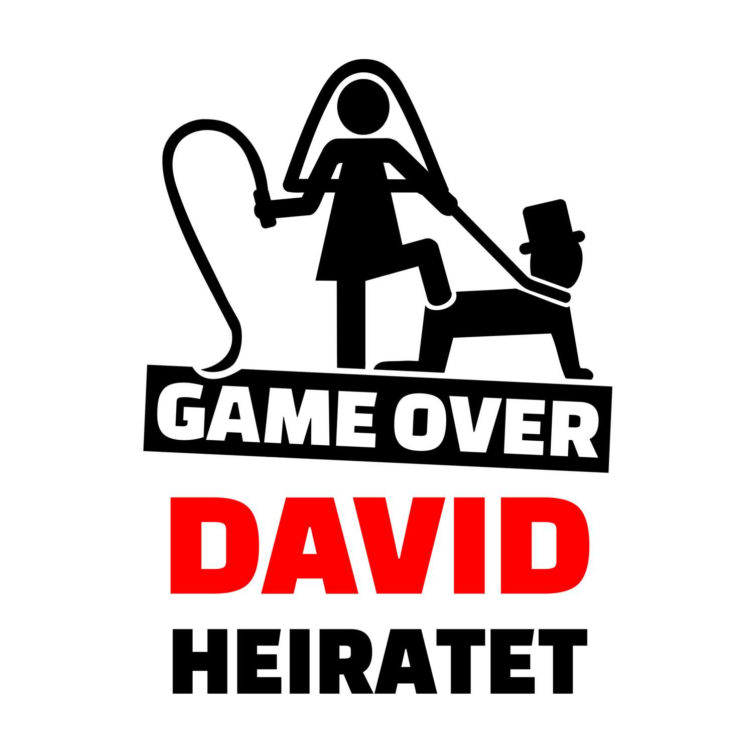 JGA T-Shirt »Game Over« für den Namen »David«