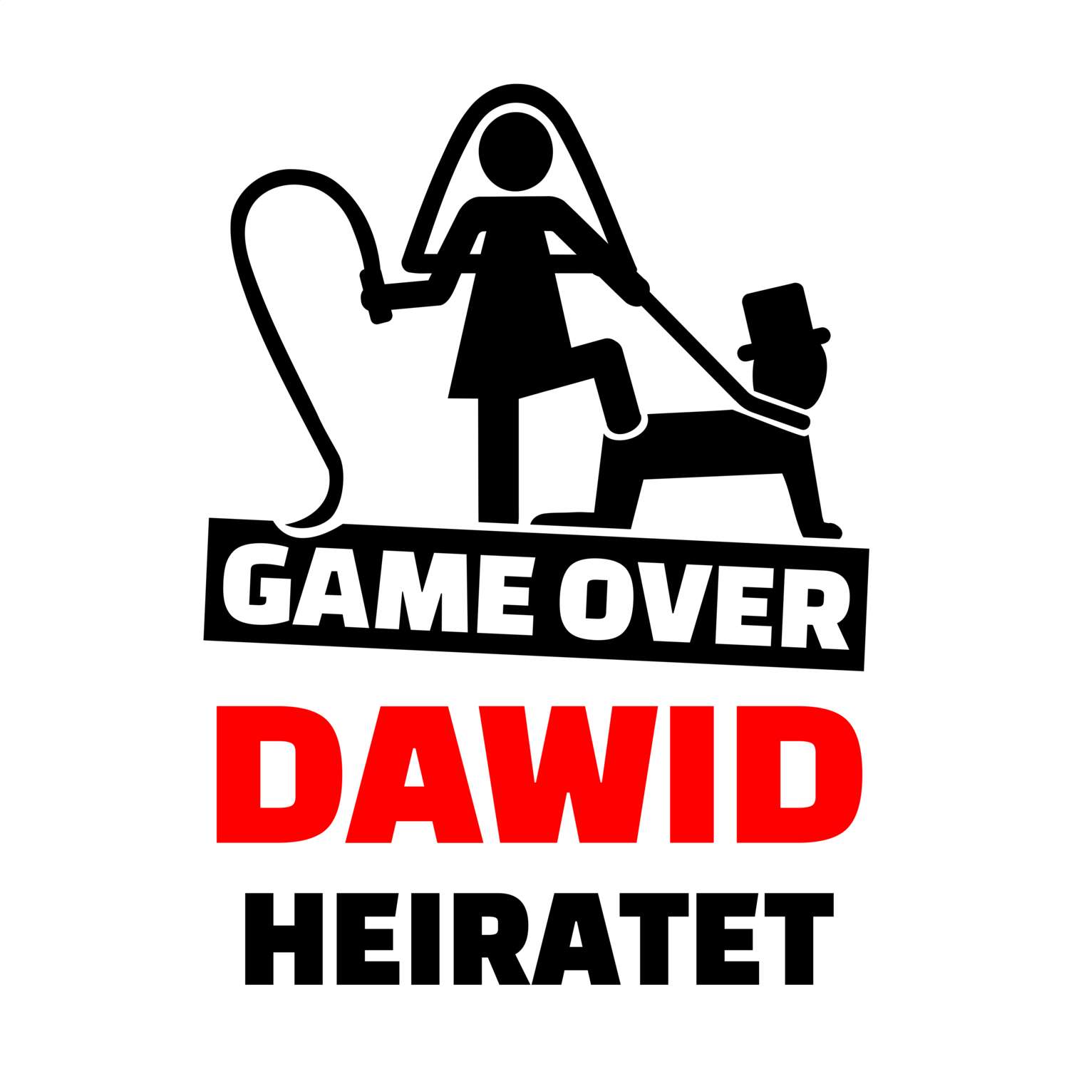 JGA T-Shirt »Game Over« für den Namen »Dawid«