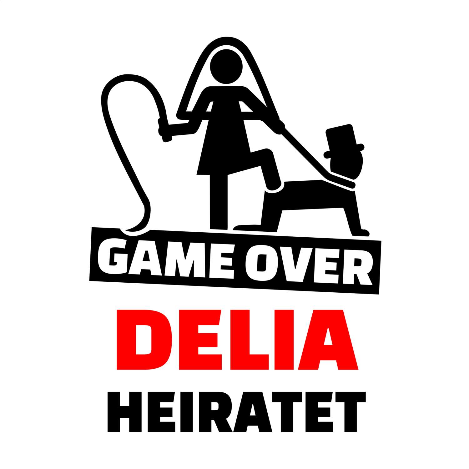 JGA T-Shirt »Game Over« für den Namen »Delia«