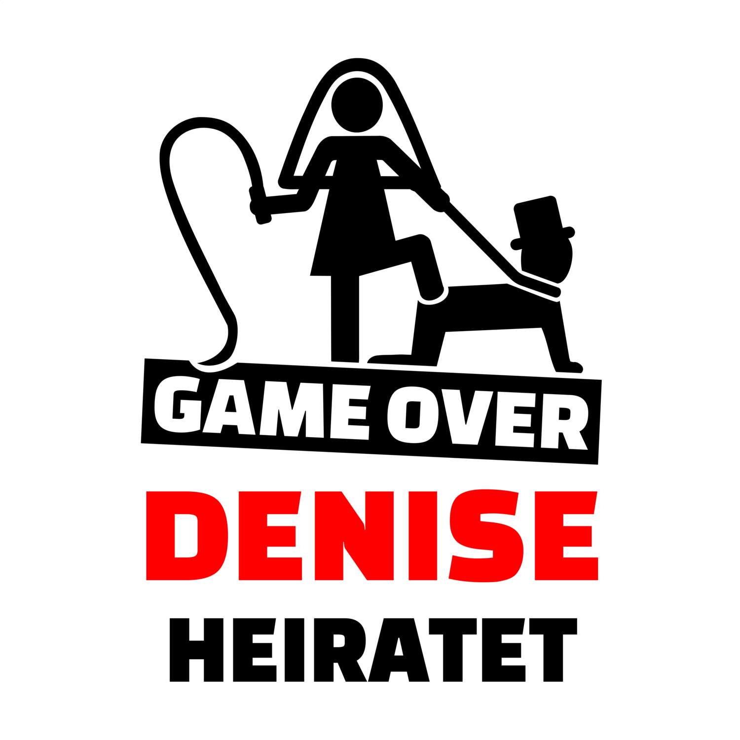 JGA T-Shirt »Game Over« für den Namen »Denise«